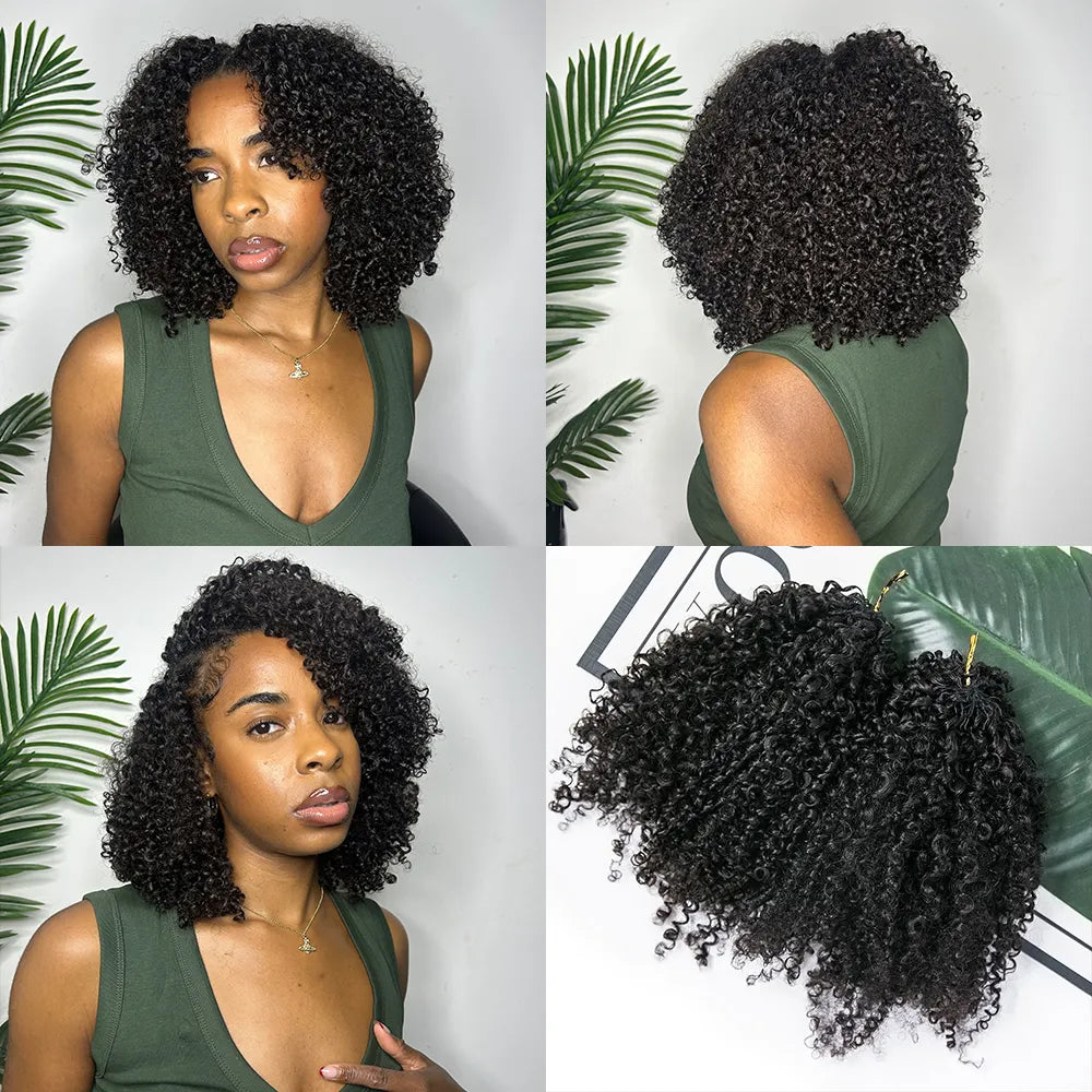 Multi-Textured Kinky Curly Crochet Hair Extensions Human Hair