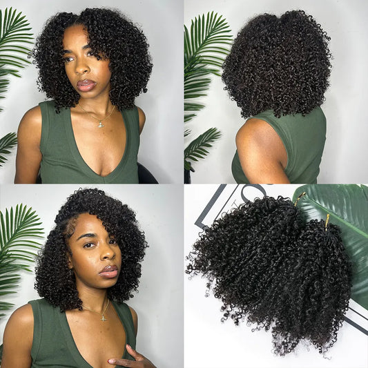 Multi-Textured Kinky Curly Crochet Hair Extensions Human Hair