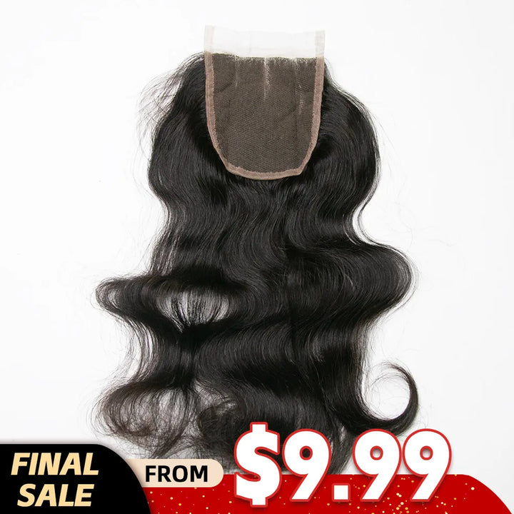 natural black body wave 4x4 lace closure