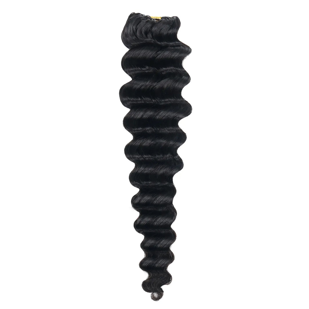 Ywigs natural black deep wave human crochet hair for miracle knots single bundle front view