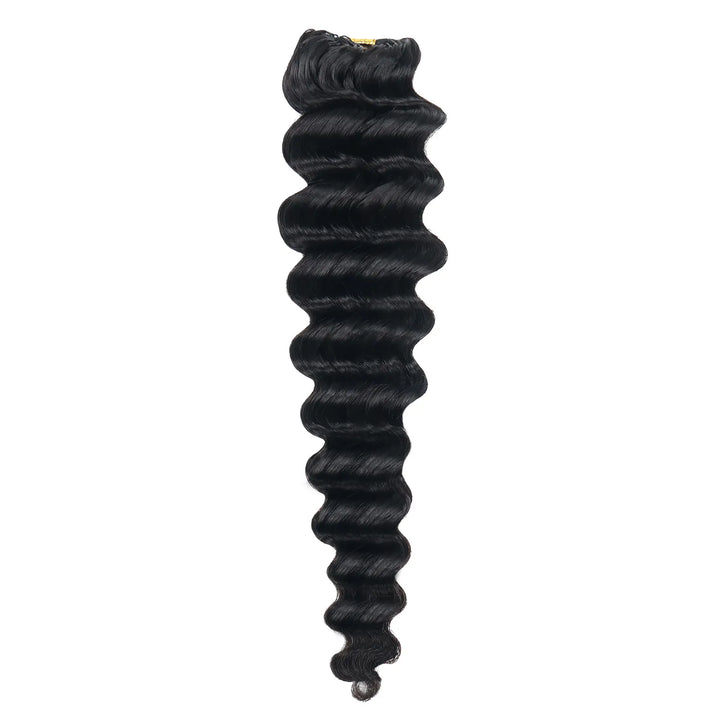 Ywigs natural black deep wave human crochet hair for miracle knots single bundle front view