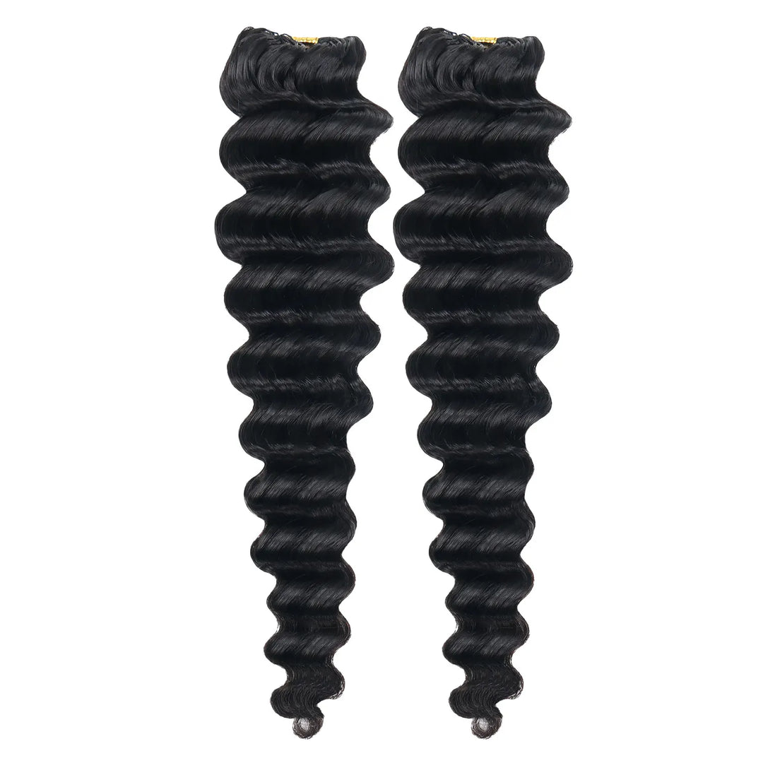 Ywigs natural black deep wave human crochet hair for miracle knots 2 bundles