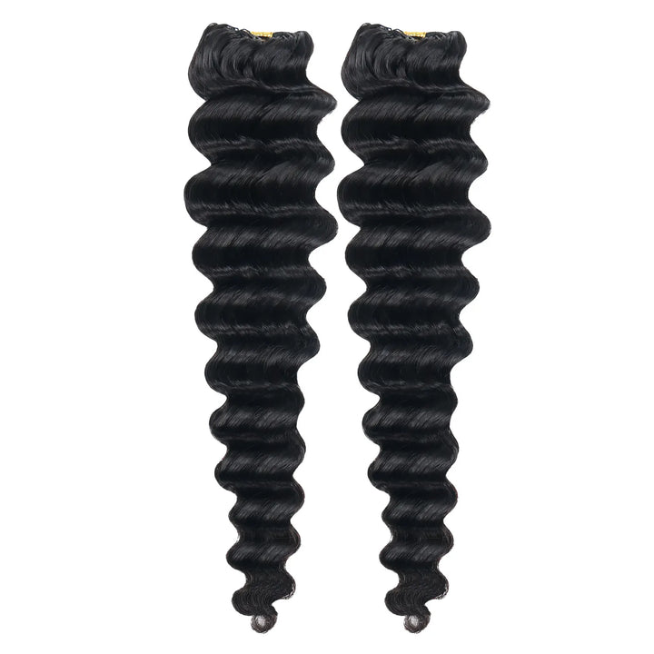 Ywigs natural black deep wave human crochet hair for miracle knots 2 bundles