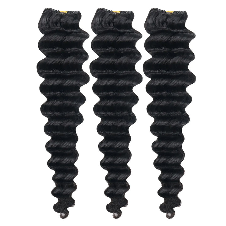 Ywigs natural black deep wave human crochet hair for miracle knots 3 bundles