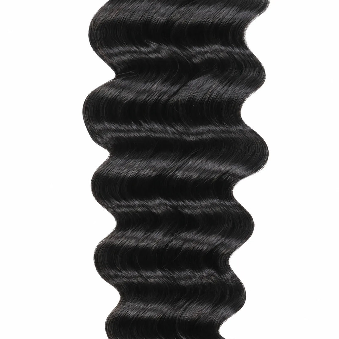 Ywigs natural black deep wave human crochet hair for miracle knots detailed wave texture view