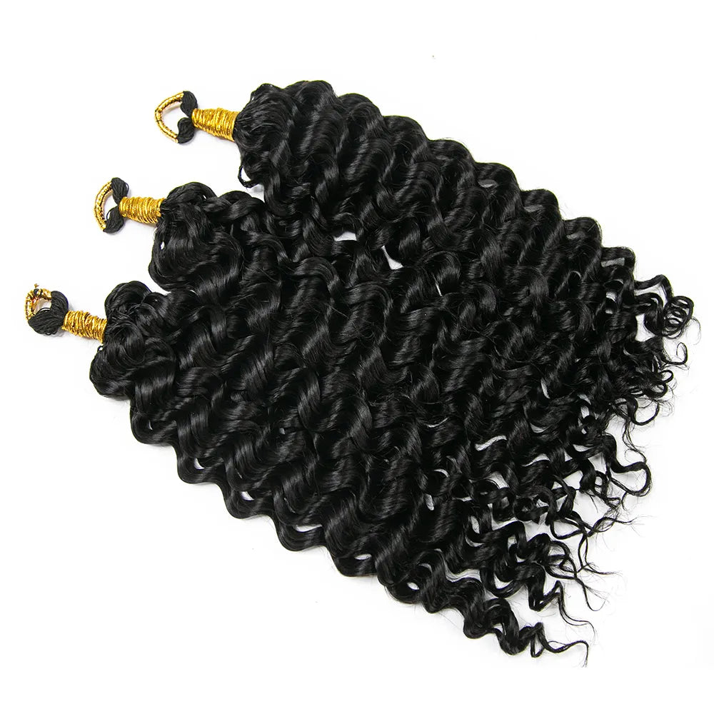 natural black eather crochet hair water wave