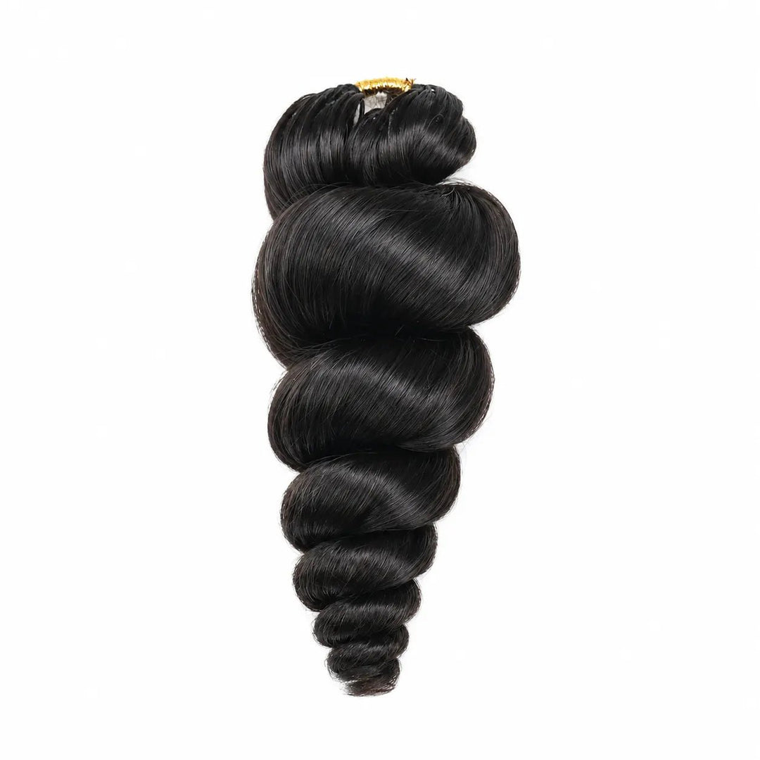Ywigs natural black loose wave human crochet hair for low maintenance miracle knots single bundle front view