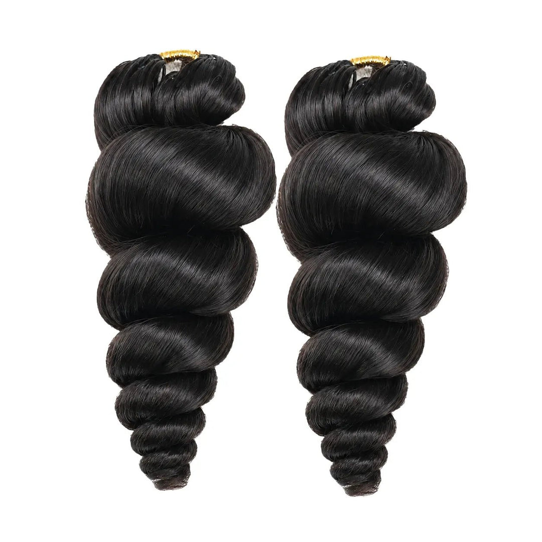 Ywigs natural black loose wave human crochet hair for low maintenance miracle knots 2 bundles