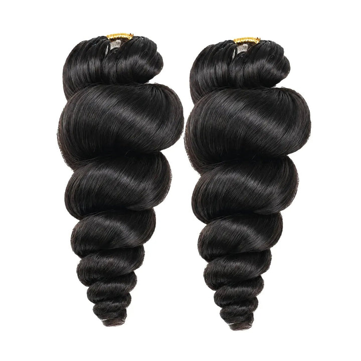 Ywigs natural black loose wave human crochet hair for low maintenance miracle knots 2 bundles
