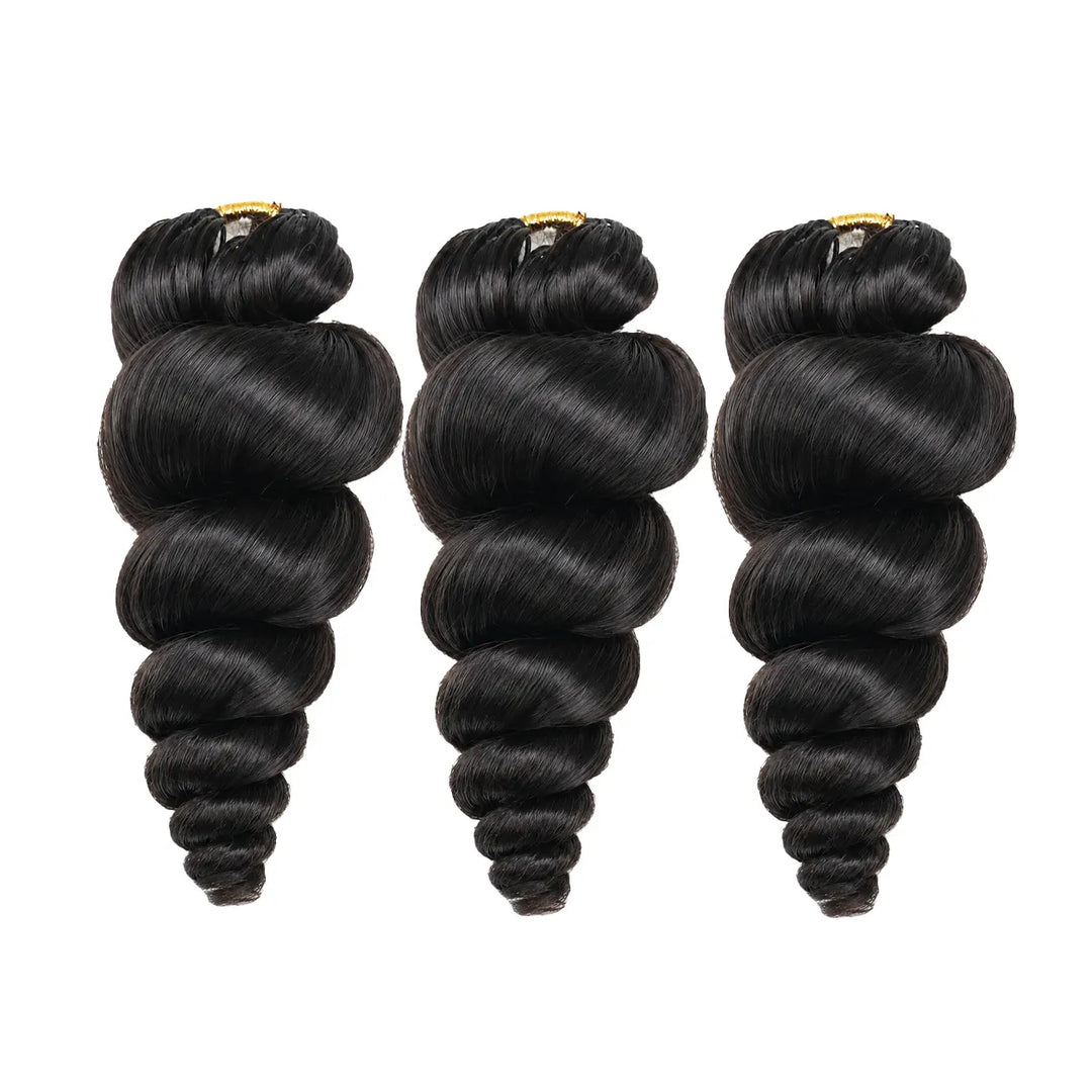 Ywigs natural black loose wave human crochet hair for low maintenance miracle knots 3 bundles