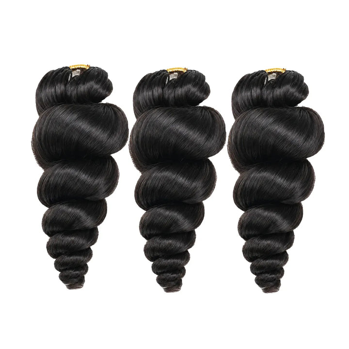 Ywigs natural black loose wave human crochet hair for low maintenance miracle knots 3 bundles