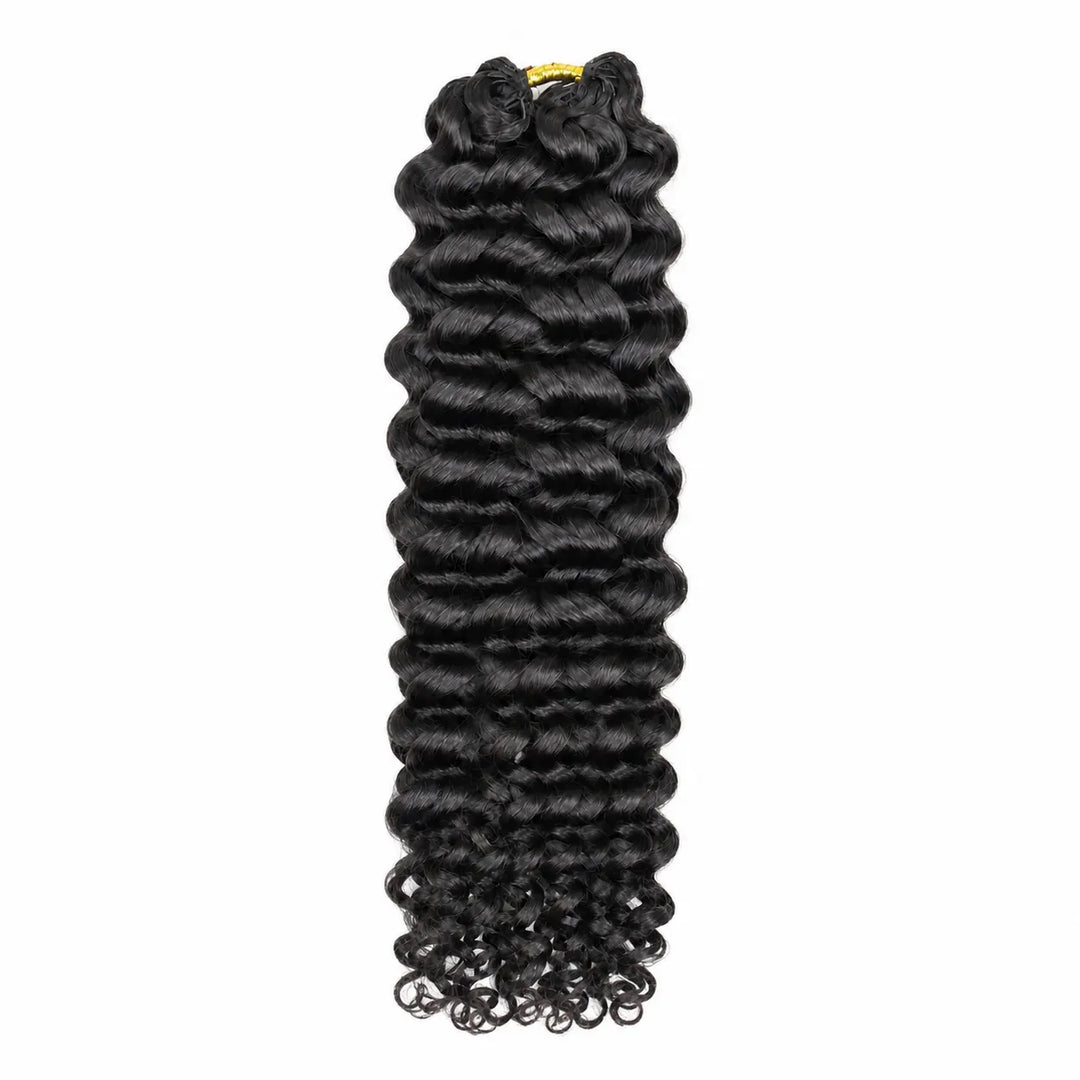 Ywigs natural black spanish curl human crochet hair single bundle front view