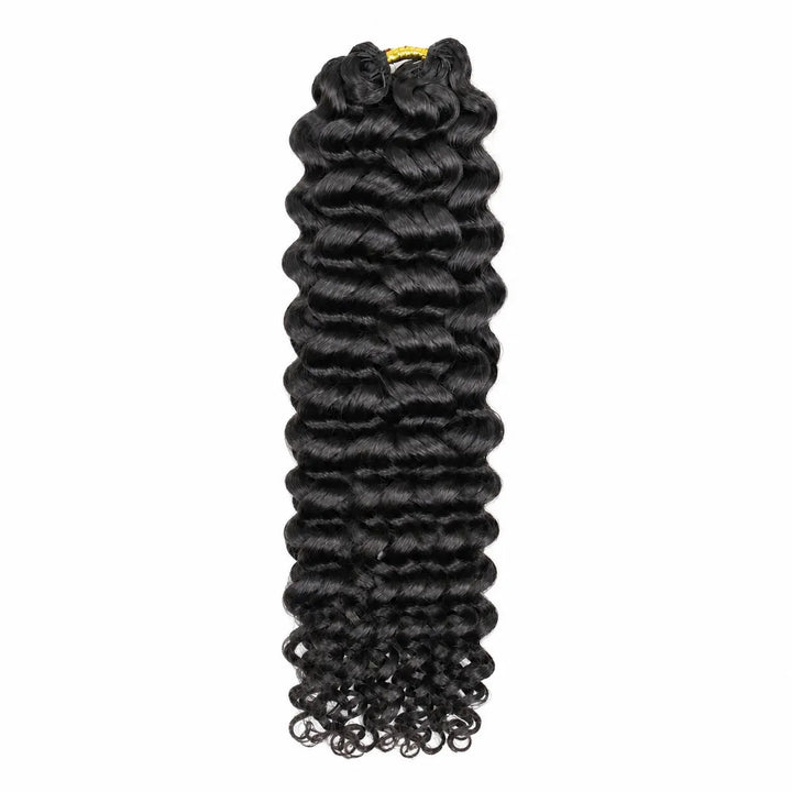 Ywigs natural black spanish curl human crochet hair single bundle front view