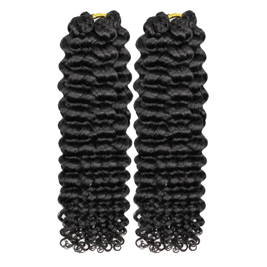 Ywigs natural black spanish curl human crochet hair for miracle knots 2 bundles