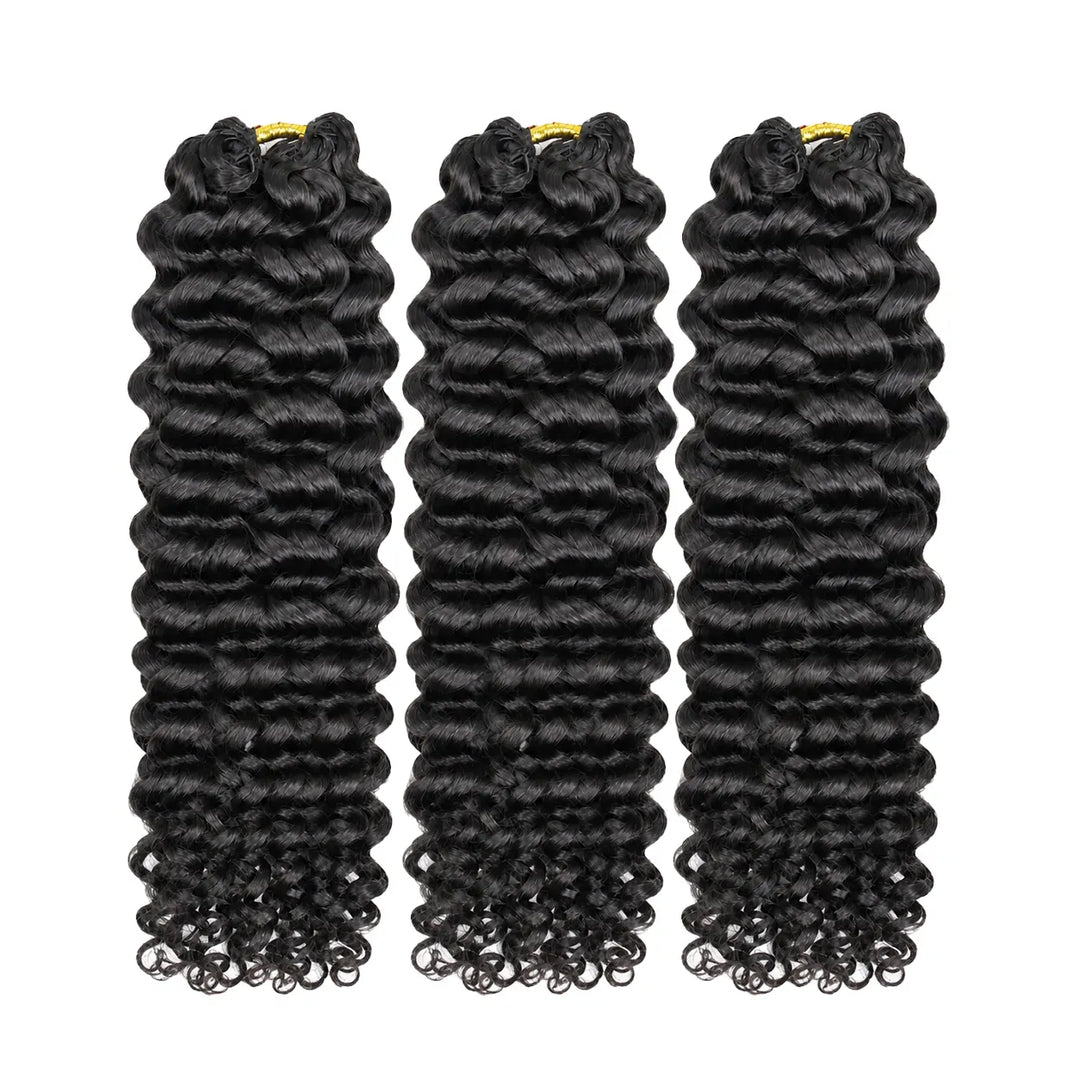 Ywigs natural black spanish curl human crochet hair 3 bundles pack pre-tied golden knots for miracle knots crochet braids