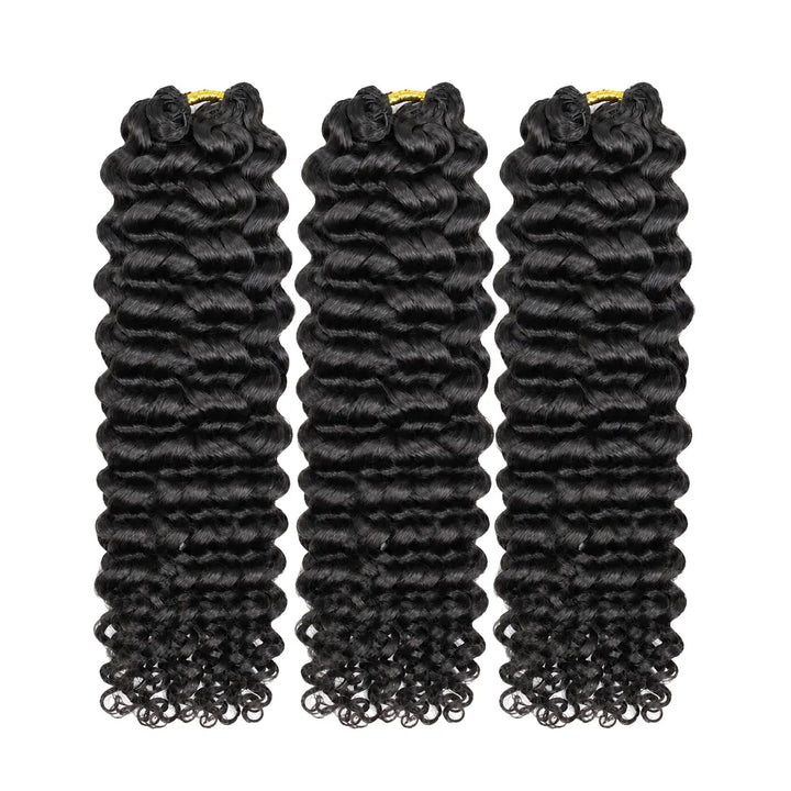 Ywigs natural black spanish curl human crochet hair 3 bundles pack pre-tied golden knots for miracle knots crochet braids