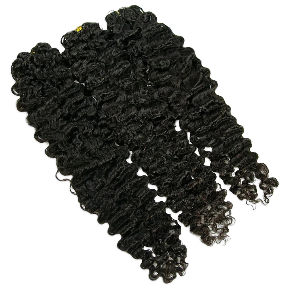 Water Deep Wave Feather Crochet Hair Natural Color