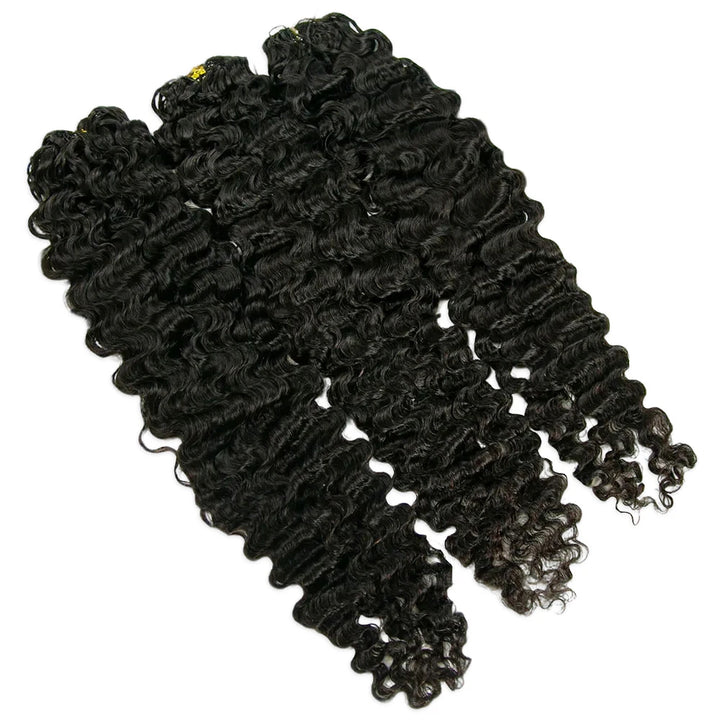 Water Deep Wave Feather Crochet Hair Natural Color