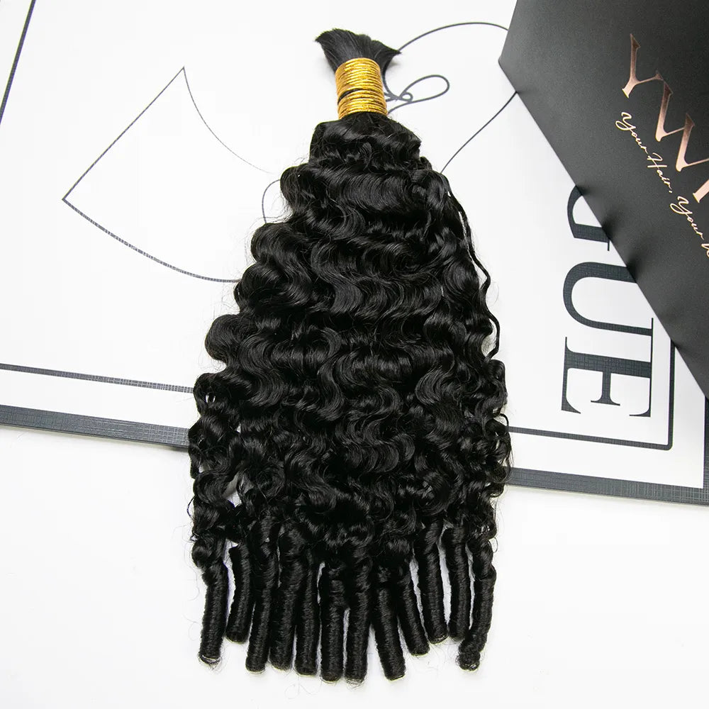 natural black water curly bulk hair