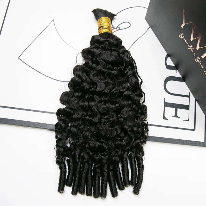 natural black water curly bulk hair