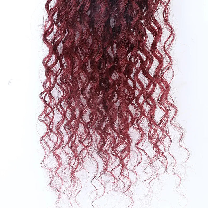 Ombre Burgundy Crochet Box Braids with Human Hair Ends