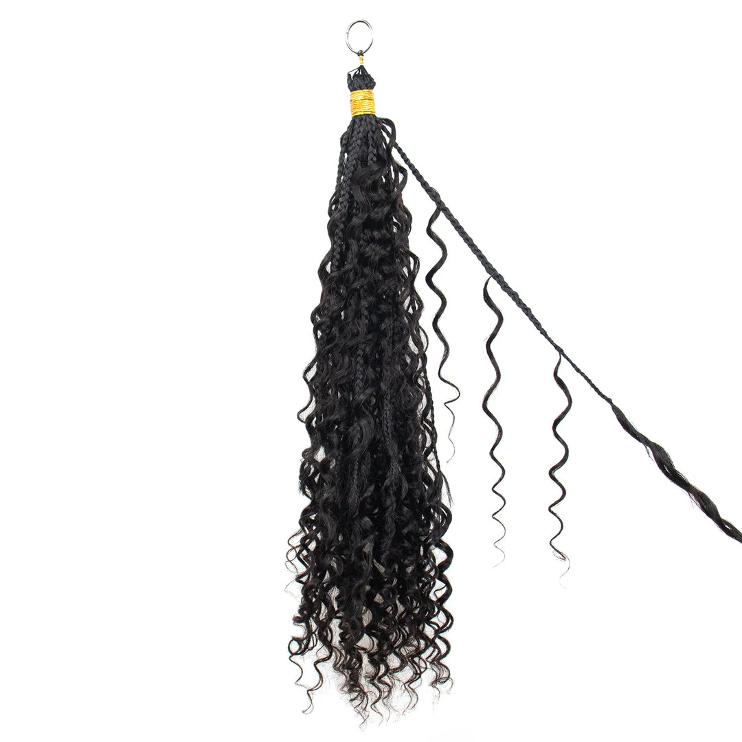 Ywigs Pre-Braided Miracle Knots Deep Wave Crochet Hair front view showing braided sections and flowing curls