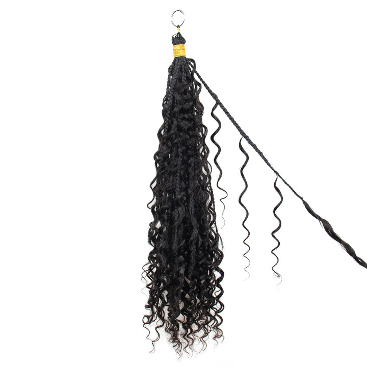 Ywigs Pre-Braided Miracle Knots Deep Wave Crochet Hair front view showing braided sections and flowing curls