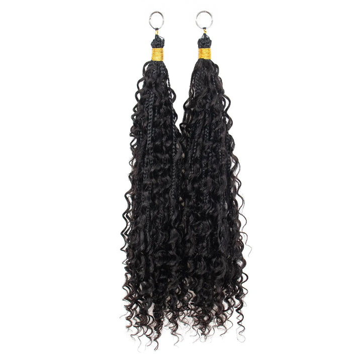 Ywigs Pre-Braided Miracle Knots Deep Wave Crochet Hair front view showing braided sections and flowing curls