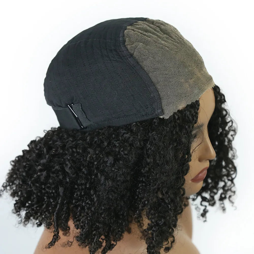 pre-braided multi-textured kinky curly 5x5lace closure wig