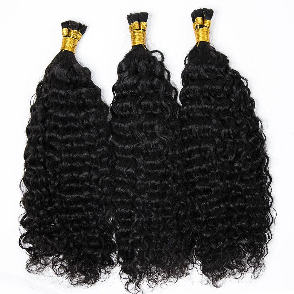 Pre Divided Double Drawn Burmese Water Wave Human Hair Bulk