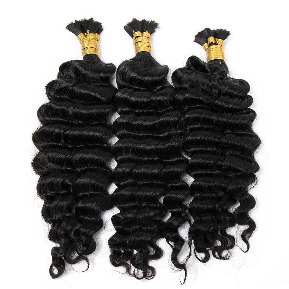 Pre Divided Double Drawn Burmese Deep Wave Human Hair Bulk