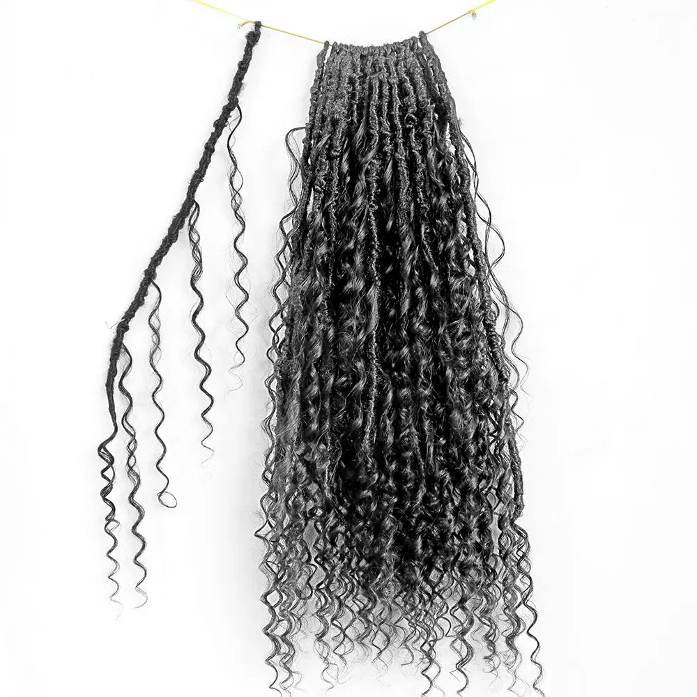 Wholesale - Crochet Boho Locs with Human Hair Curls (Price for 1 Pack of 24 locs)