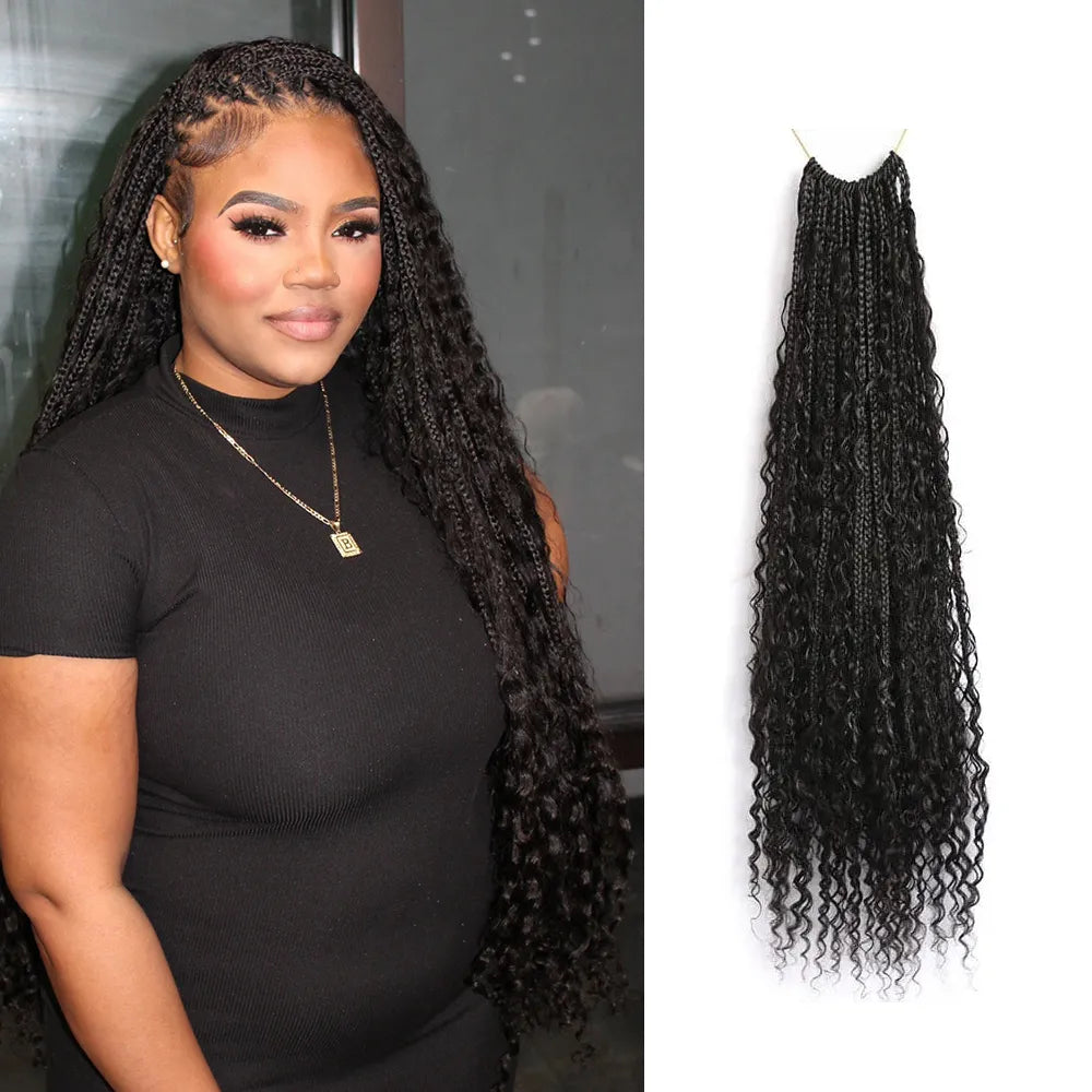 Crochet Boho Box Braids with Human Hair Curls – Ywigs