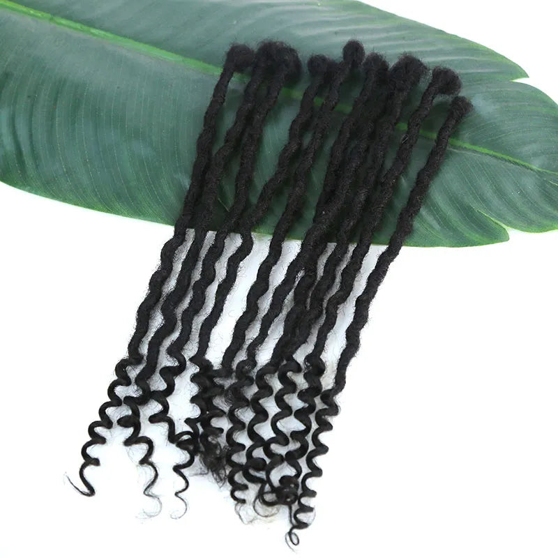 Pre Looped Human Hair Loc Extensions with Curly Ends