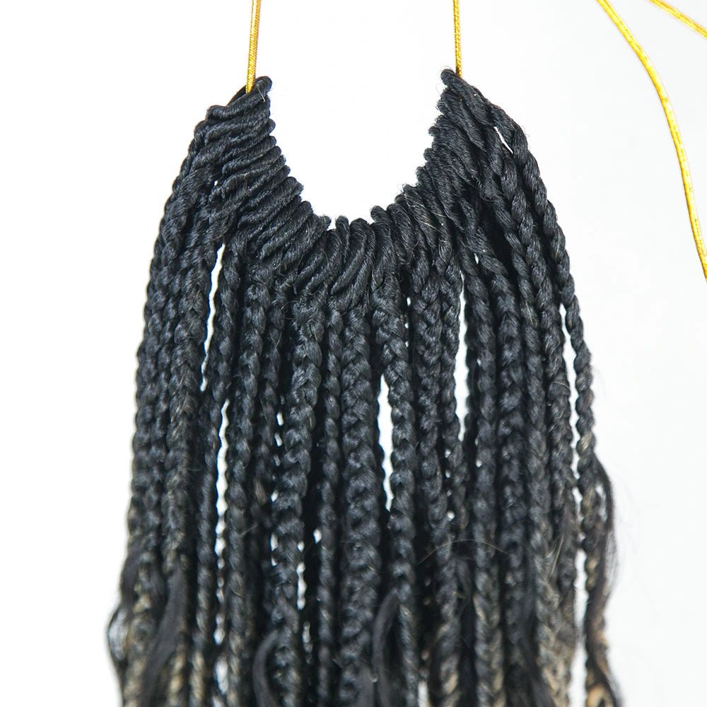 Box Braud 1B/27 Crochet Boho Box Braids with Human Hair Curls – Ywigs