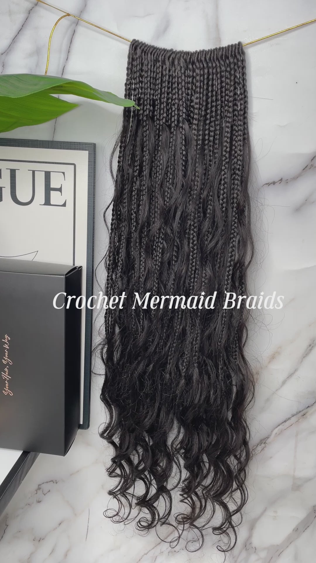 Crochet Mermaid Braids with Loose Wave Human Hair Curls
