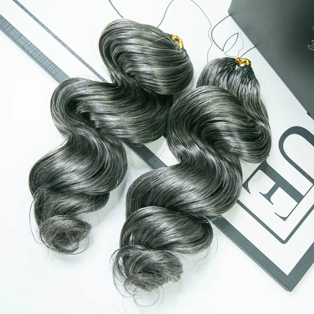 salt and pepper loose wave crochet human hair