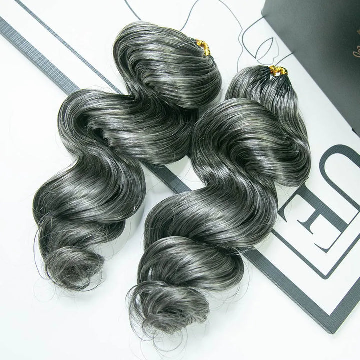 salt and pepper loose wave crochet human hair