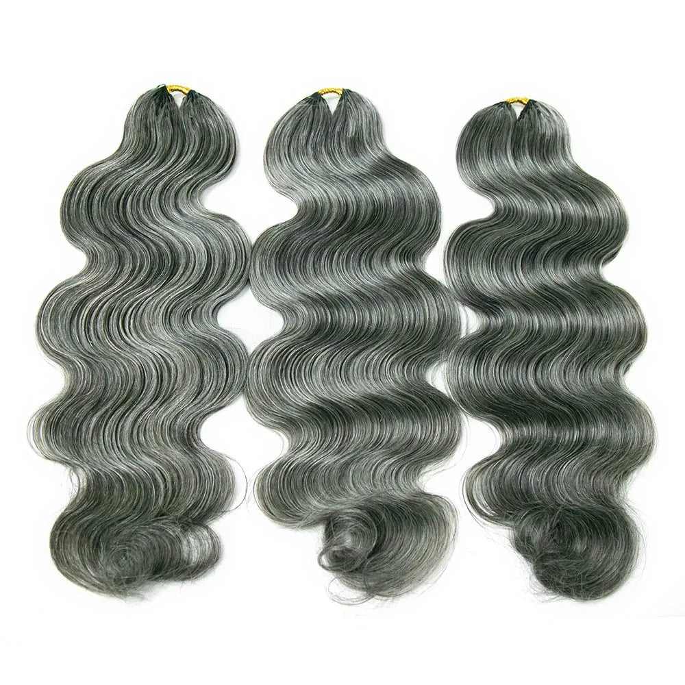 salt pepper crochet human hair body wave