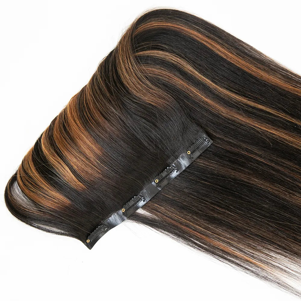 Seamless Clip In Hair Extensions Straight Highlighted