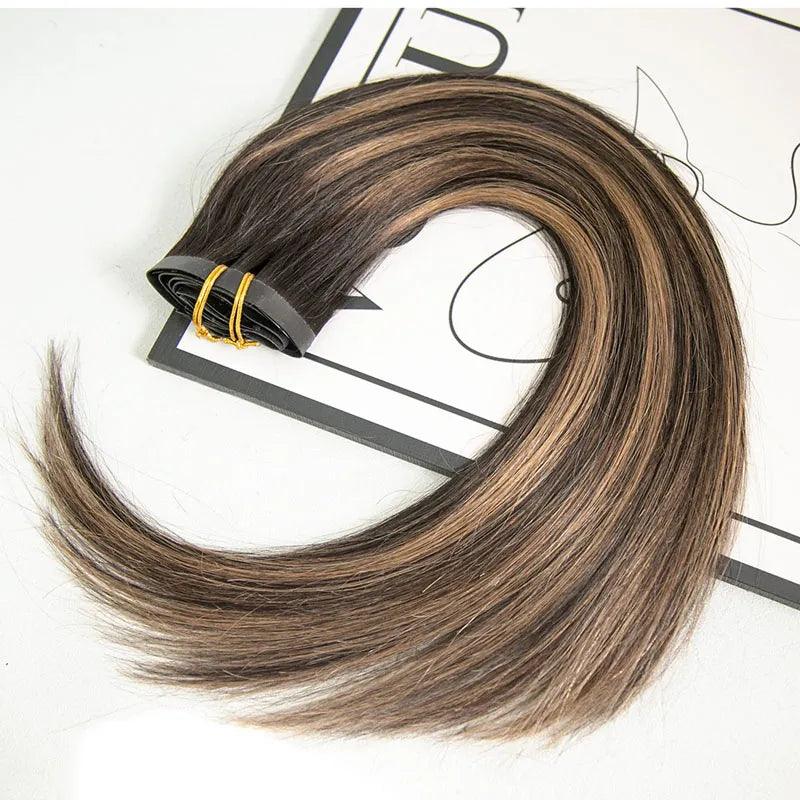 Highlighted Straight Seamless Clip In Hair Extensions