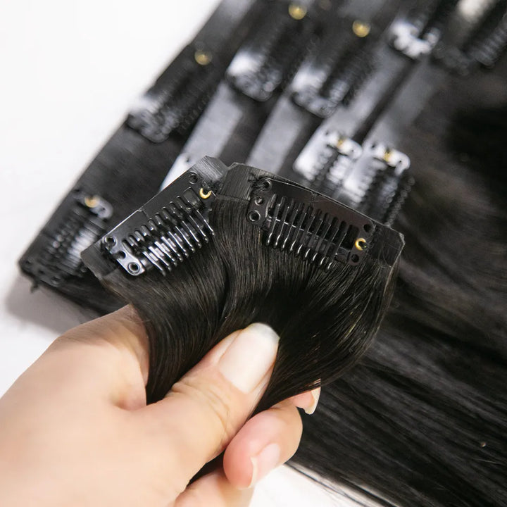 Sil Clip In Extensions Invisible Edge Clip In Hair Extensions Silky Straight – Ywigs