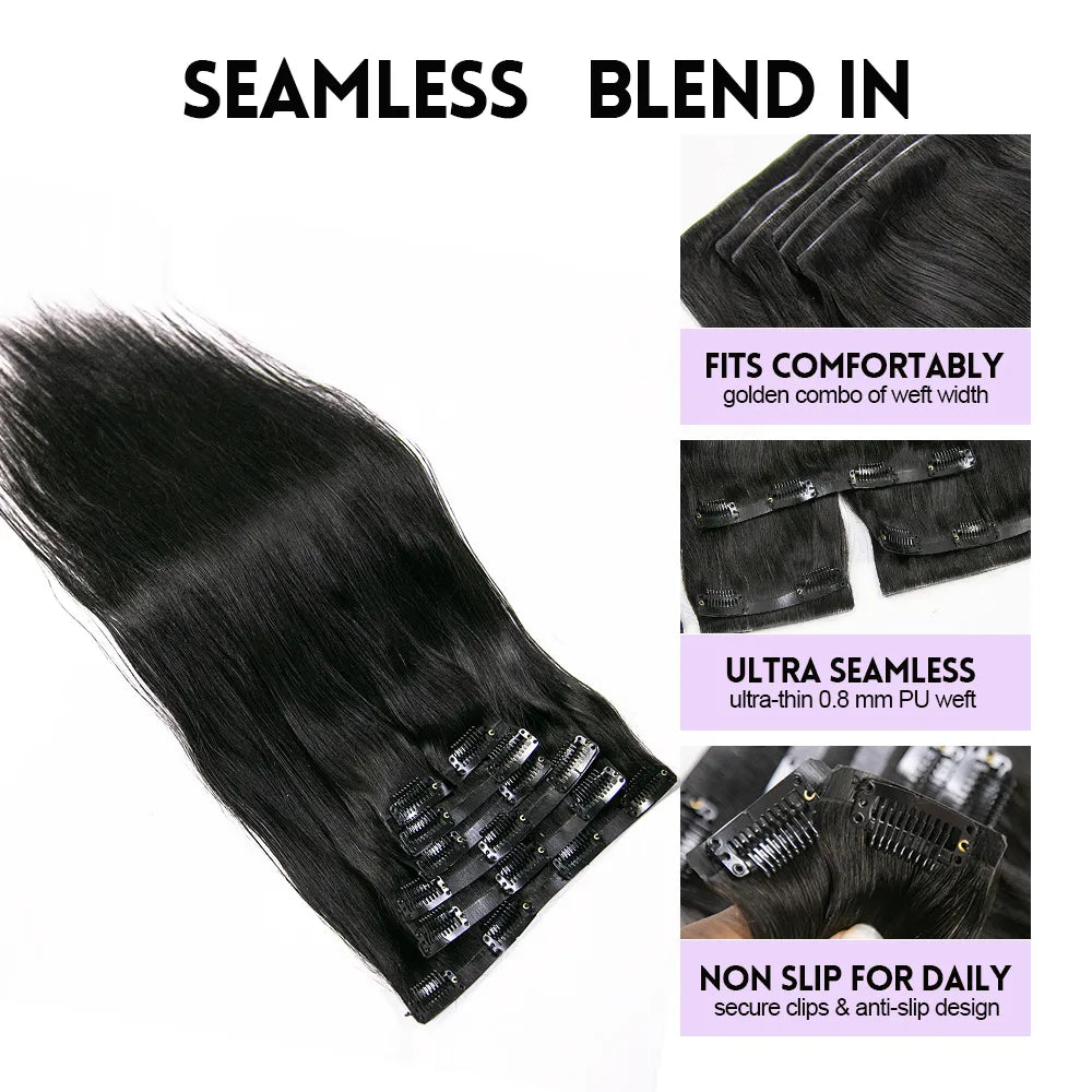 silky straight invisible seamless clip in