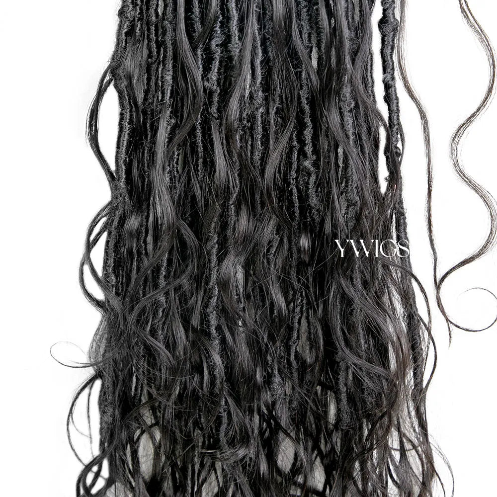 Pre-looped Crochet Boho Locs with Body Wave Virgin Human Hair Curls