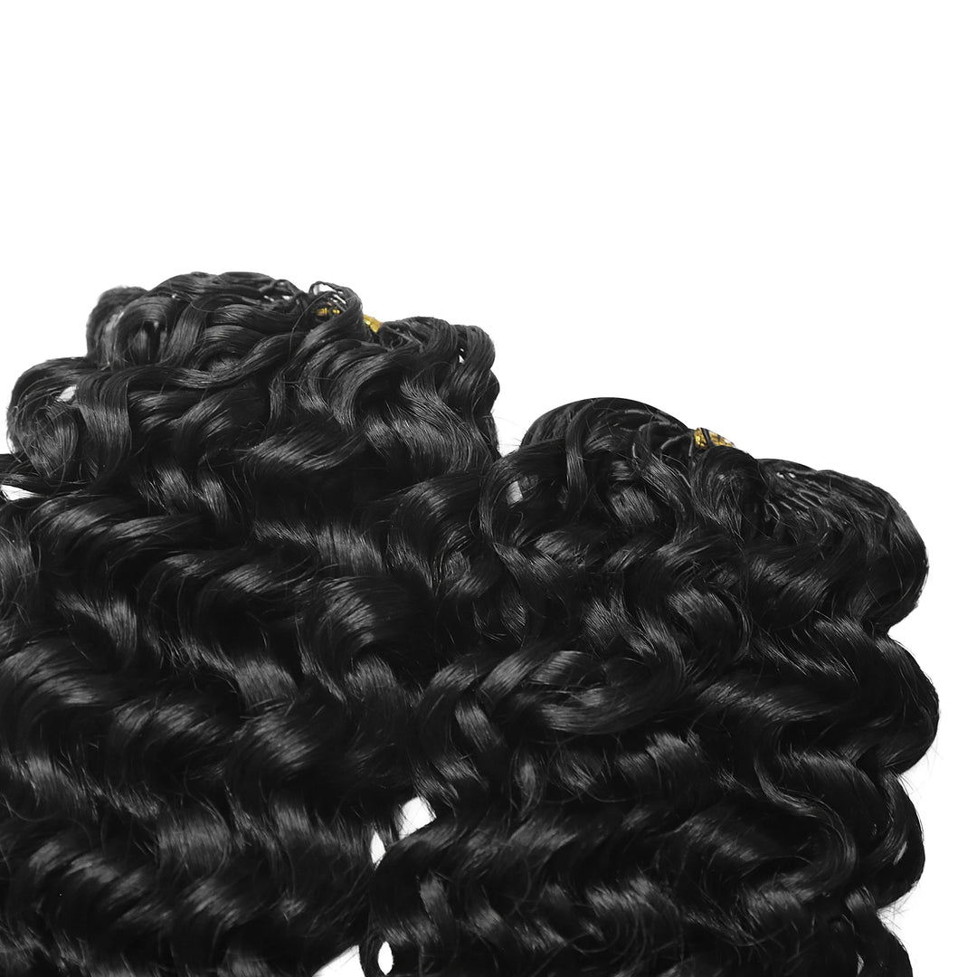 Top view of Ywigs Spanish Curl Human Crochet Hair showing neat strands and full texture