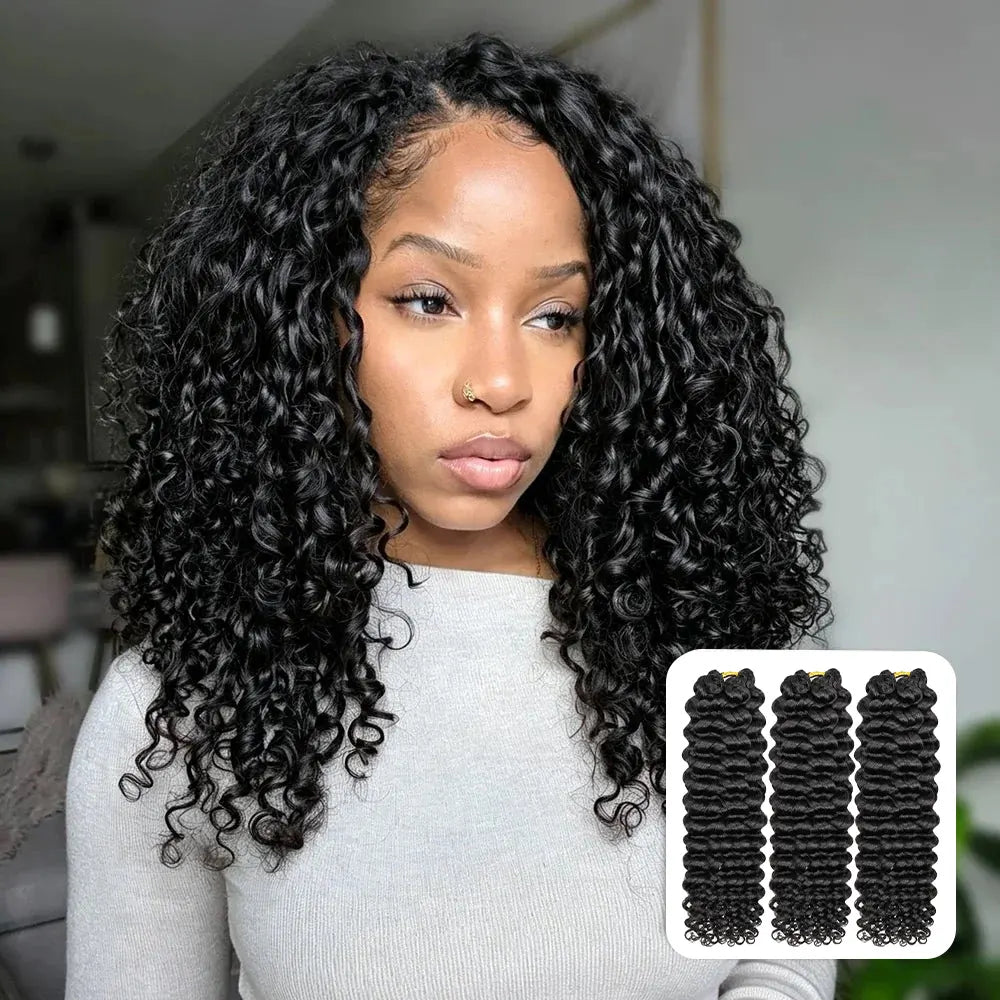  Ywigs Natural Black Spanish Curl human crochet hair front view for crochet braid style