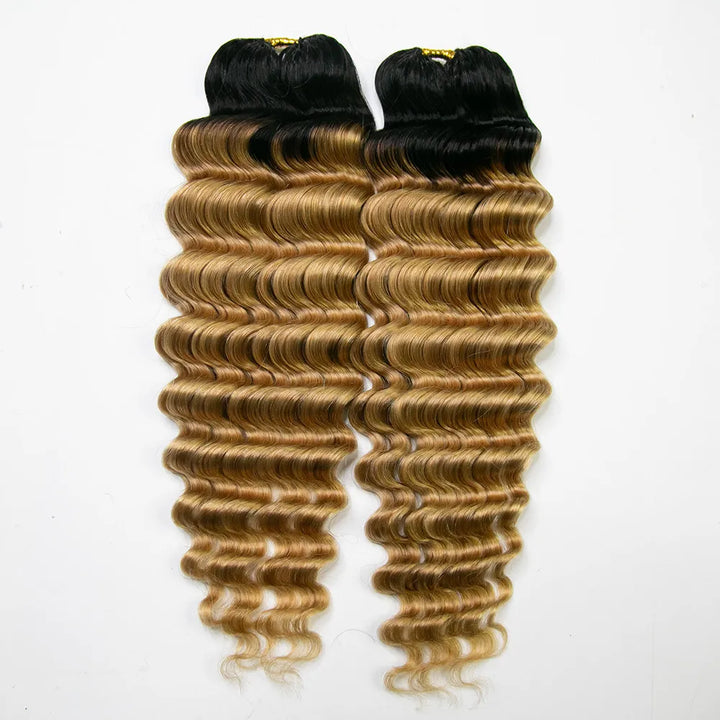 T1B/27 ombre blonde deep wave crochet hair