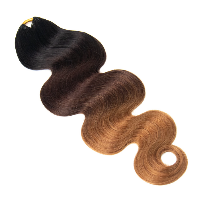 Ywigs #T1B/4/30 Ombre Body Wave Human Crochet Hair one bundle showing full wave texture