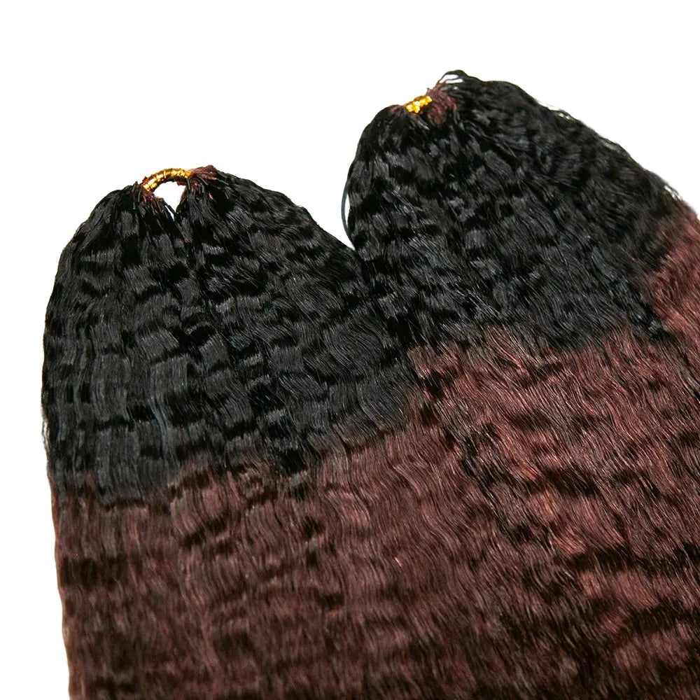 #T1B/4 Medium Brown Kinky Straight Human Crochet Hair