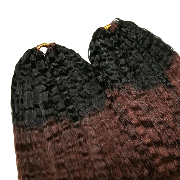 #T1B/4 Medium Brown Kinky Straight Human Crochet Hair